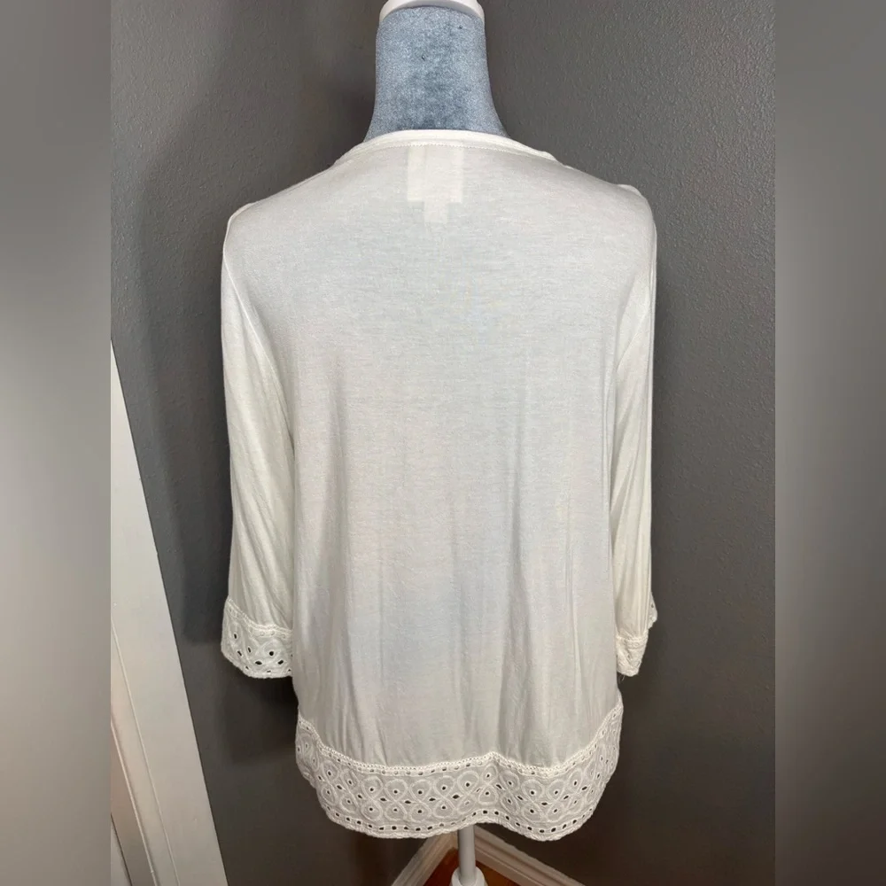 Knox Rose Boho White Peasant Embroidered Blouse Size M - Picture 2 of 11